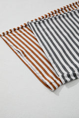 Yellow Stripe Two Tone Contrast Spaghetti Strap Backless Overall Jumpsuits & Rompers JT's Designer Fashion