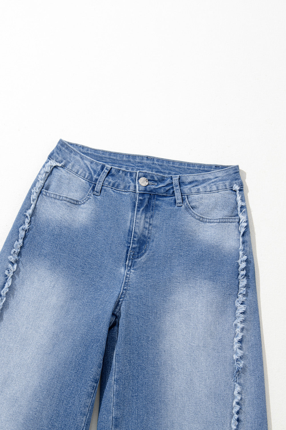 Beau Blue Vintage Stitching Raw Hem Flared Jeans Jeans JT's Designer Fashion