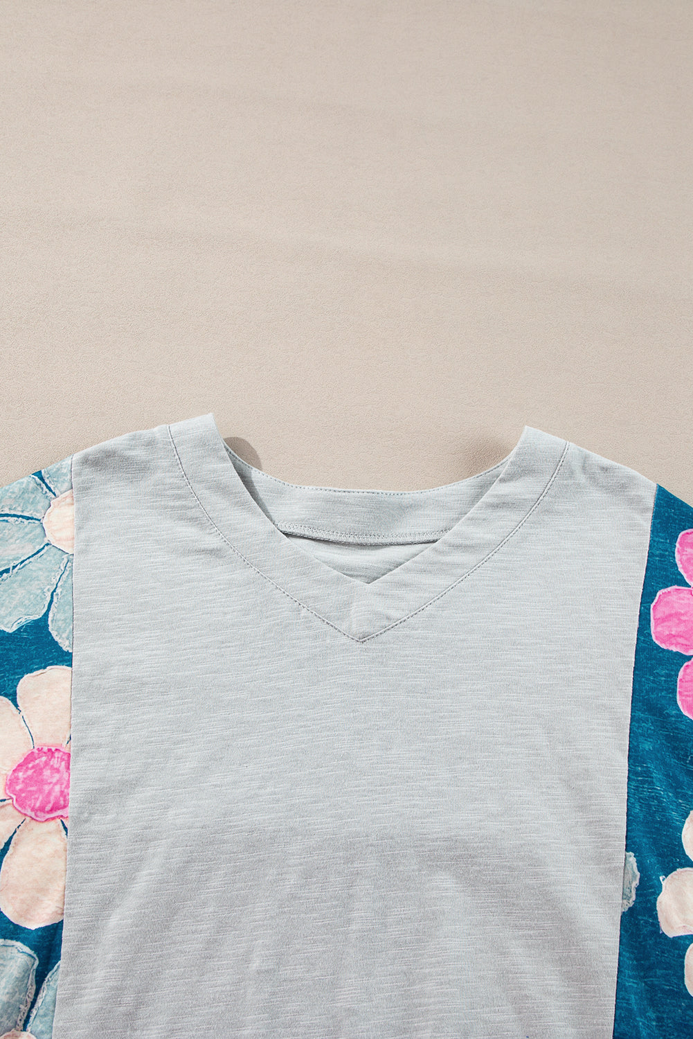 Green Flower Patchwork Exposed Seam Oversized High Low Top Long Sleeve Tops JT's Designer Fashion