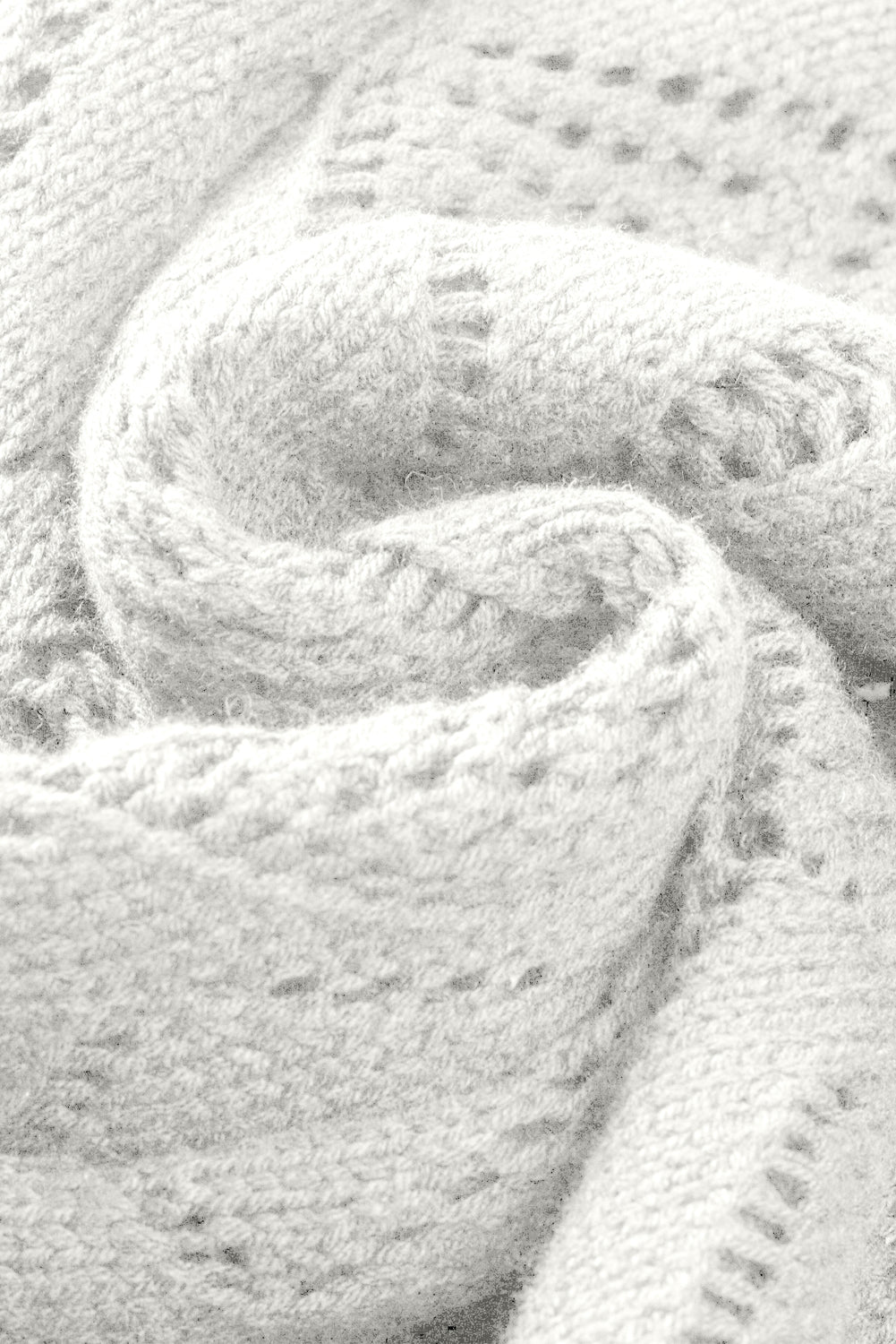 White Hollow-out Openwork Knit Cardigan Cardigans JT's Designer Fashion