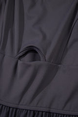 Carbon Grey Back Crossed Straps Hollow Out Jogger Jumpsuit Jumpsuits & Rompers JT's Designer Fashion