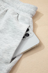 Light Grey Color Block Raw Hem Pullover and Casual Shorts Set Short Sets JT's Designer Fashion