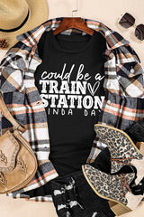 Black Could be a TRAIN STATION KINDA DAY Graphic Tee Graphic Tees JT's Designer Fashion