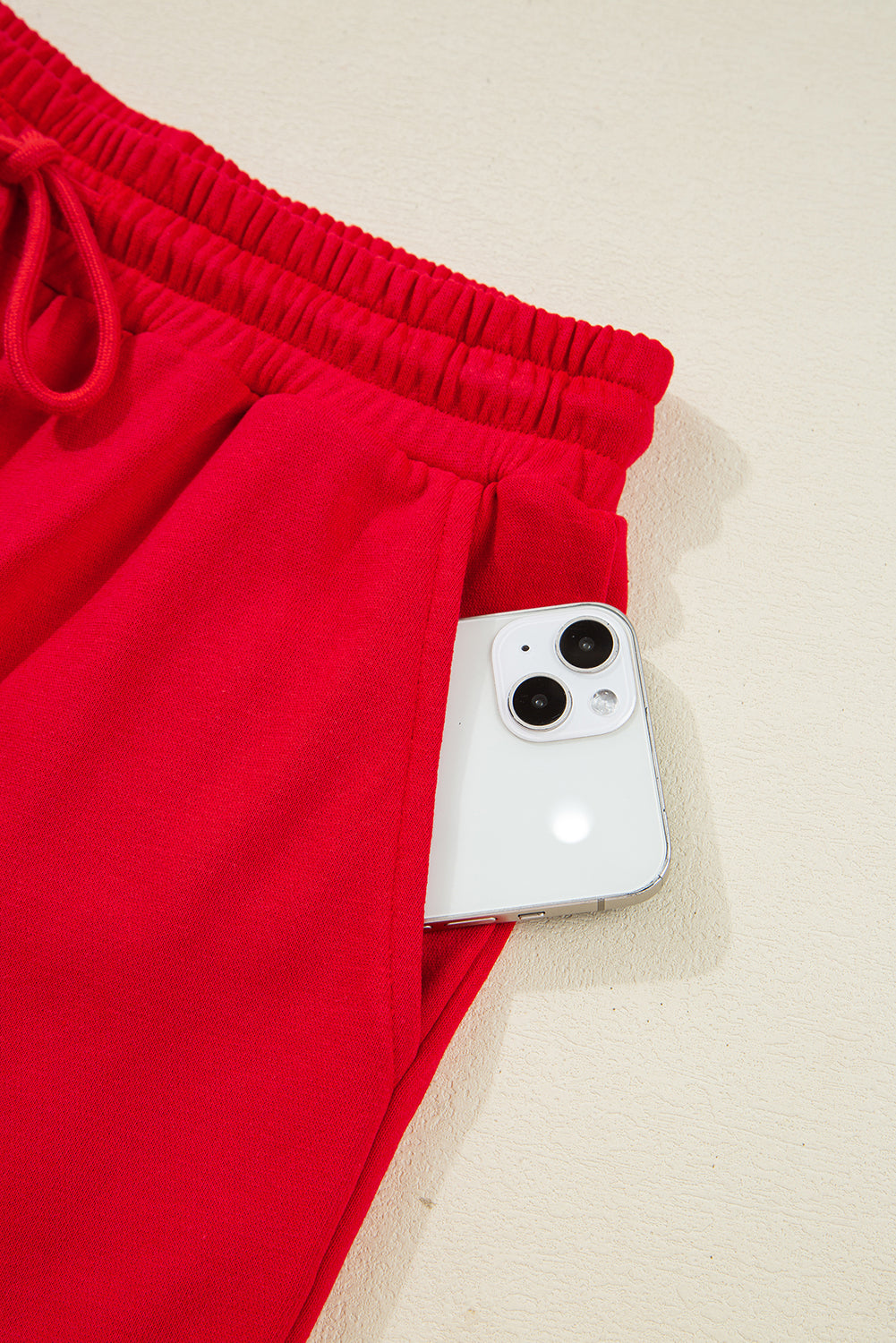 Fiery Red Varsity Striped Sleeve Drop Shoulder Sweatshirt and Short Set Short Sets JT's Designer Fashion