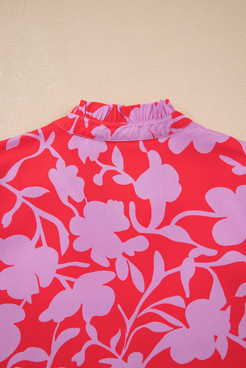 Red Floral Three Quarter Sleeves Ruffle Hem Mini Dress Mini Dresses JT's Designer Fashion