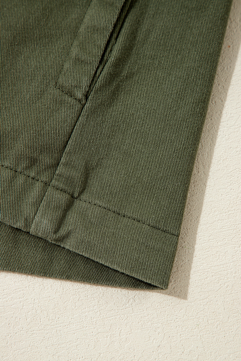 Moss Green Snap Button Zipper Tight Waist Collared Jacket Jackets JT's Designer Fashion