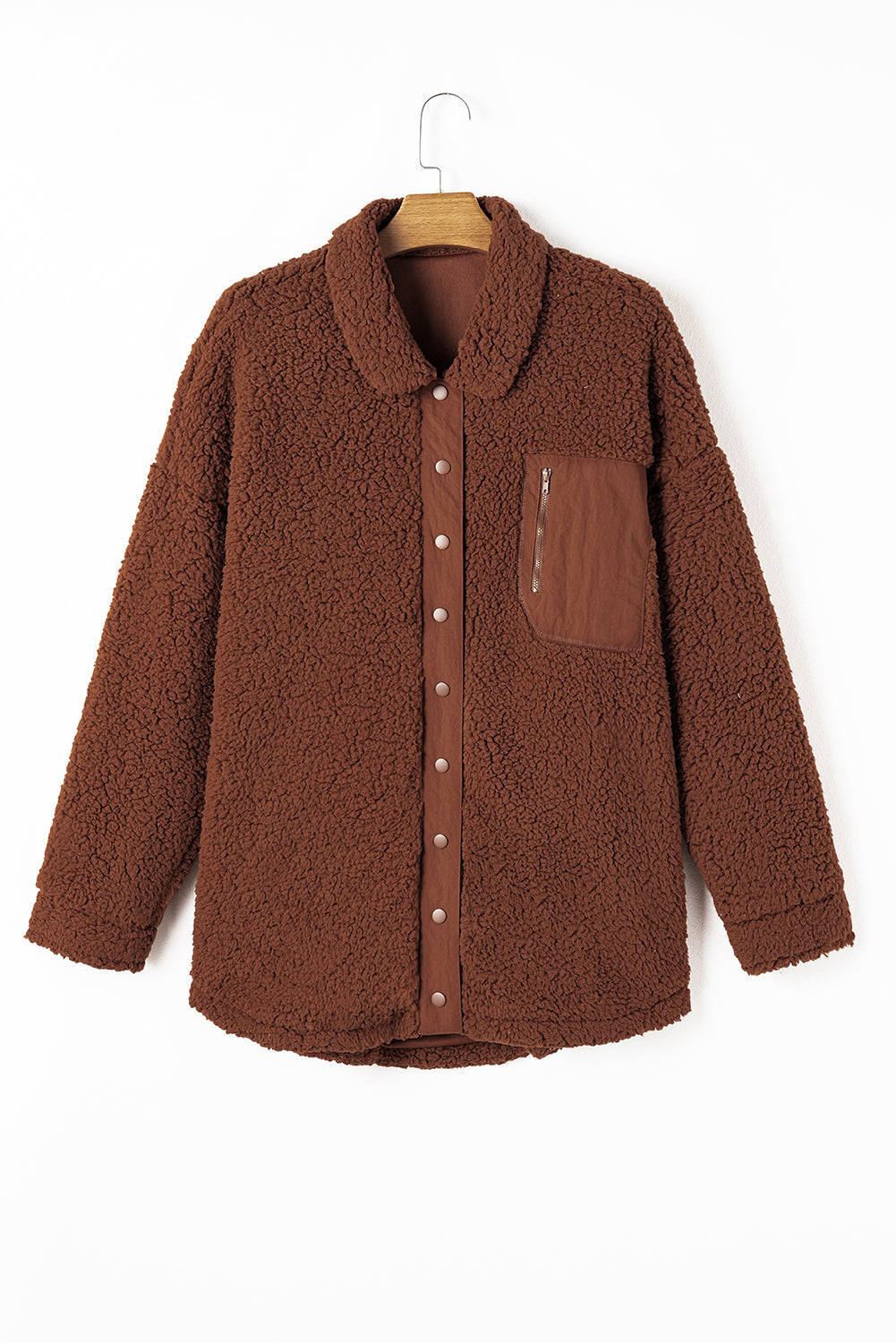 Red Clay Faux Shearling Teddy Bear Jacket Jackets JT's Designer Fashion