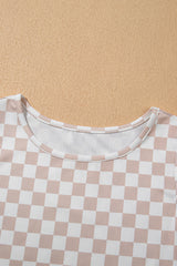 White Ribbed Texture Checkered Print 2pcs Tank and Pants Set Pant Sets JT's Designer Fashion