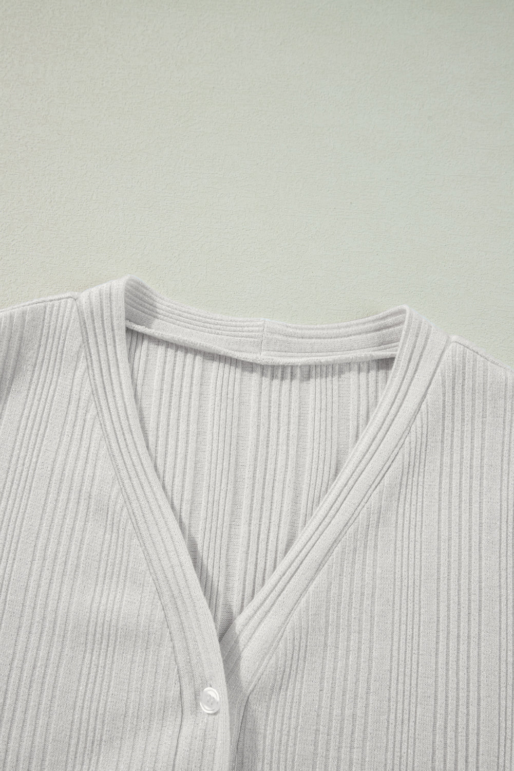 White Solid Color Ribbed Button up Tunic Cardigan Cardigans JT's Designer Fashion