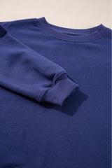Navy Blue Plain Drop Shoulder Crewneck Pullover Sweatshirt Sweatshirts & Hoodies JT's Designer Fashion