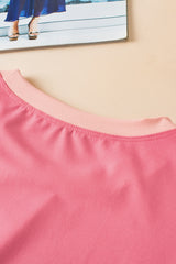 Peach Blossom Contrast Trim Cap Sleeve Tee Shorts Set Short Sets JT's Designer Fashion