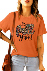 Orange Its Fall Yall Animal Print Casual T Shirt Graphic Tees JT's Designer Fashion