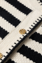 Black Stripe Chic Golden Button Cardigan Sweater Cardigans JT's Designer Fashion
