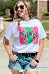 White Mama Leopard Brush Stroke Graphic T Shirt Graphic Tees JT's Designer Fashion