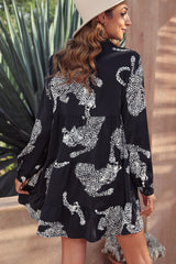 Leopard Collared Neck Long Sleeve Mini Dress Mini Dresses JT's Designer Fashion