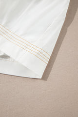 White Contrast Stitching Trim Knotted High Waist A-Line Mini Skirt Skirts & Petticoat JT's Designer Fashion