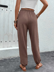 Tied High Waist Pants with Pockets Bottoms JT's Designer Fashion