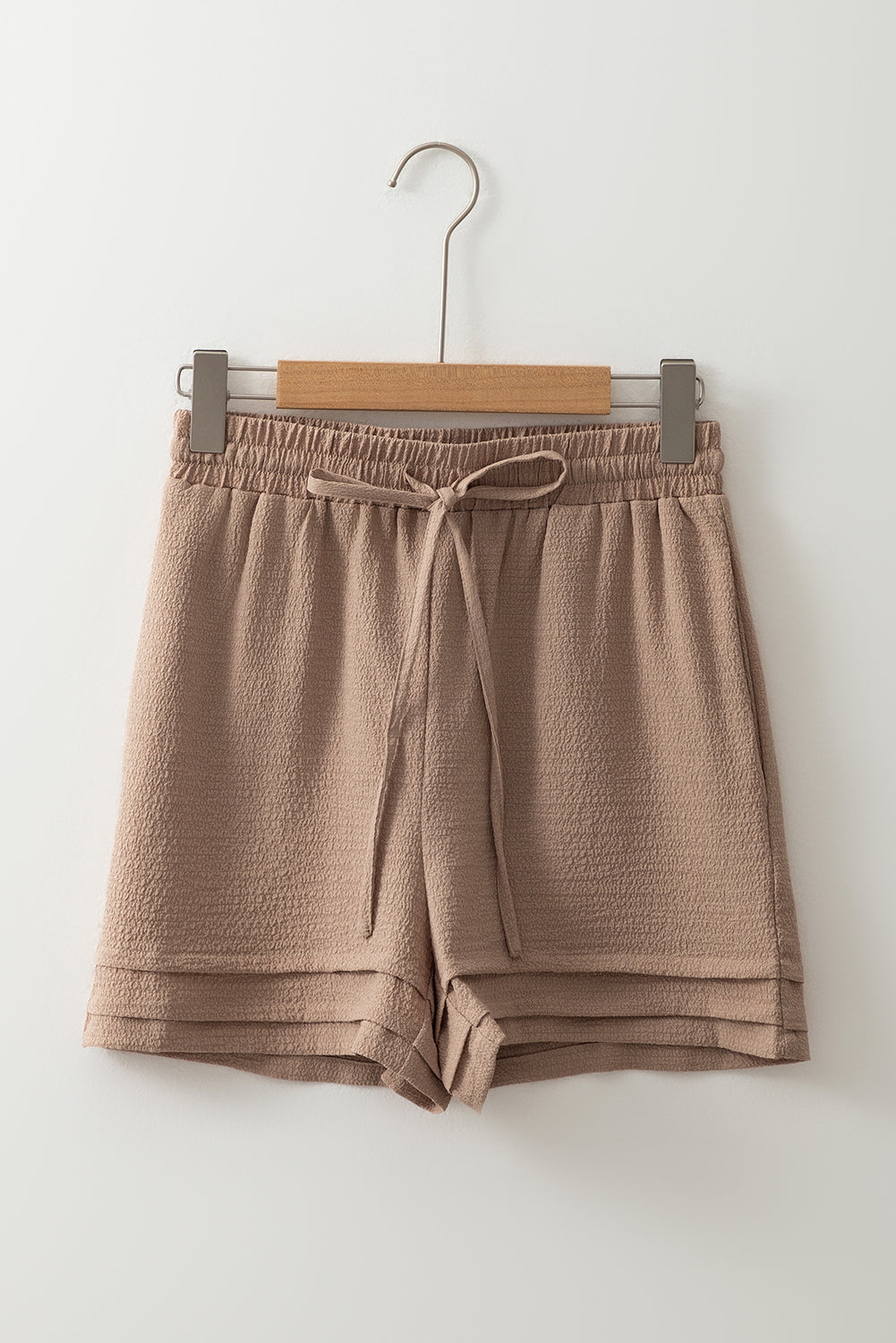 Straw Yellow Textured Tiered Edge High Waist Casual Shorts Casual Shorts JT's Designer Fashion