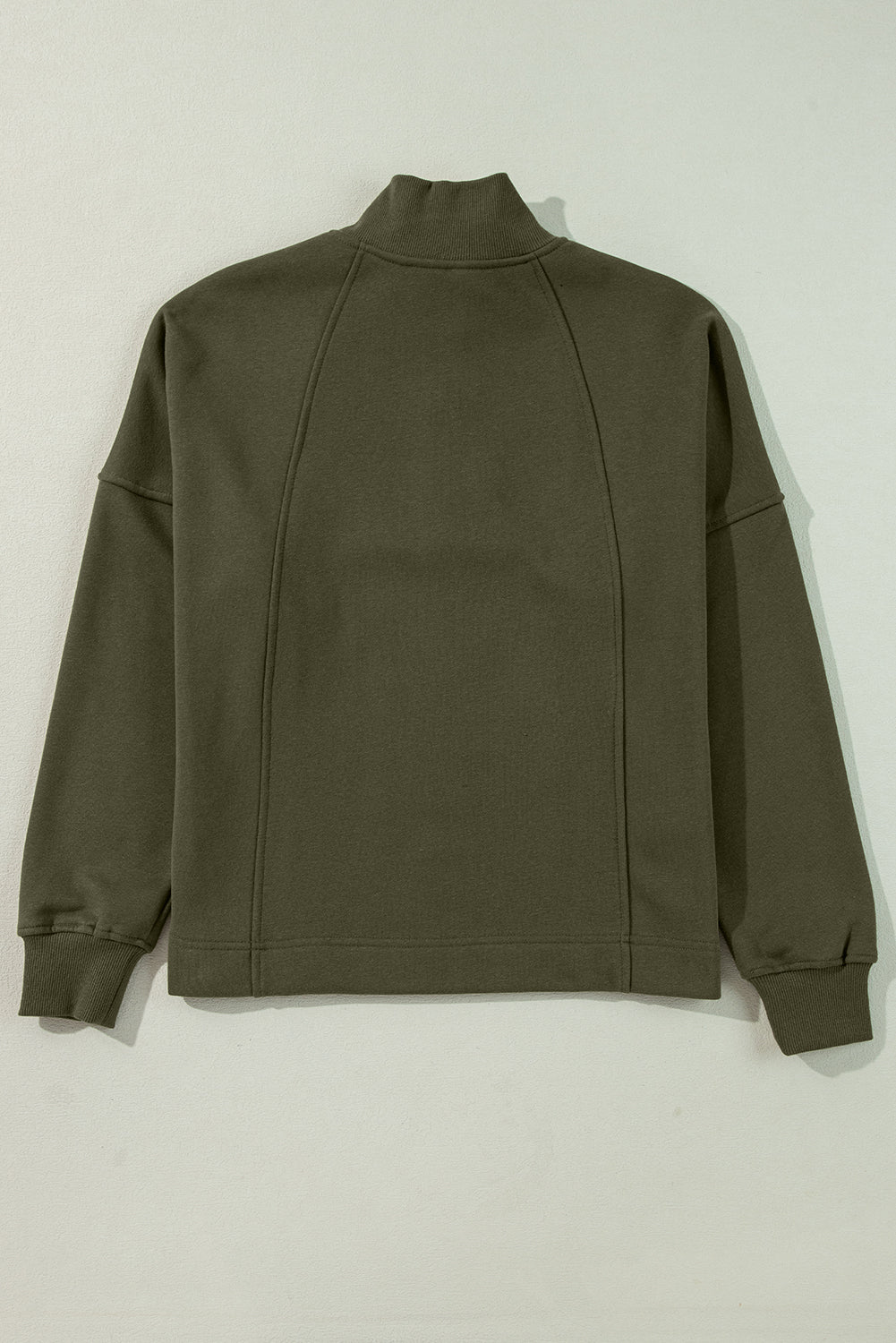 Jungle Green Zipped Neck Pullover Drop Shoulder Sweatshirt Sweatshirts & Hoodies JT's Designer Fashion