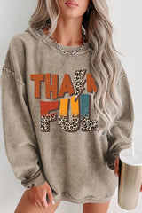 Khaki Leopard THANKFUL Graphic Corded Thanksgiving Sweatshirt Khaki 100%Polyester Graphic Sweatshirts JT's Designer Fashion