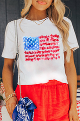 White Flag Graphic Crew Neck Tee Graphic Tees JT's Designer Fashion