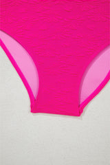 Rose Red Gold Shell Decor Wire-free Knotted 2pcs Bikini Swimsuit High Waisted Swimsuit JT's Designer Fashion