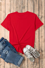 Red Rugby Bowknot Graphic Crew Neck Tee Graphic Tees JT's Designer Fashion