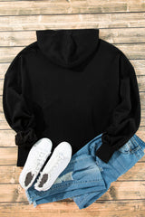 Black Fleece Lined Half Zipper Kangaroo Pockets Loose Hoodie Sweatshirts & Hoodies JT's Designer Fashion