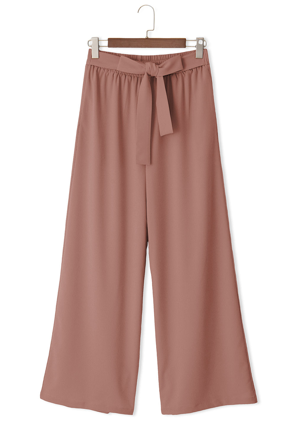 Coffee High Waisted Tie Front Side Pocket Wide Leg Flowy Casual Pants Pants & Culotte JT's Designer Fashion