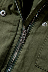 Moss Green Snap Button Zipper Tight Waist Collared Jacket Jackets JT's Designer Fashion