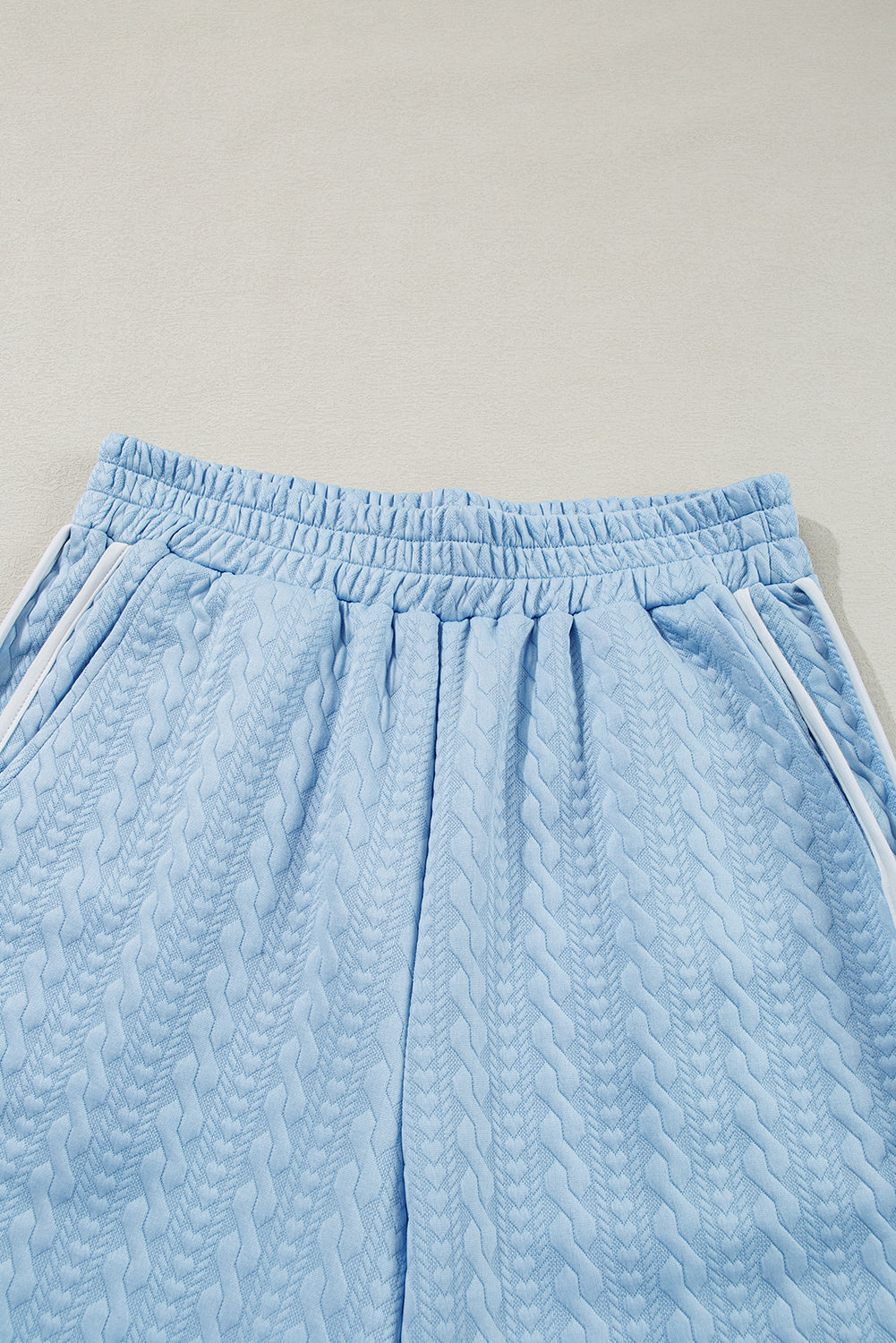 Beau Blue Textured Colorblock Edge Tank Top High Waist Pants Set Pant Sets JT's Designer Fashion