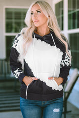 Black Cow Tie Dye Print Pocketed Drawstring Pullover Hoodie Sweatshirts & Hoodies JT's Designer Fashion