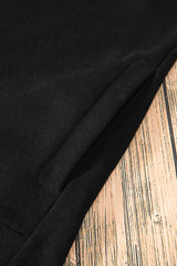 Black Solid O Neck High Low Hem Pullover Sweatshirt Sweatshirts & Hoodies JT's Designer Fashion