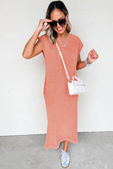 Carrot Mineral Wash Pocketed T-shirt Long Dress T Shirt Dresses JT's Designer Fashion