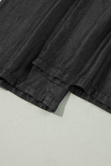 Black Side Pockets Frilled Smocked High Waist Wide Leg Jeans Jeans JT's Designer Fashion
