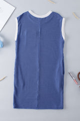 Sail Blue Rib Textured Cap Sleeve T-Shirt Dress T Shirt Dresses JT's Designer Fashion