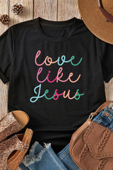Black Love Like Jesus Crew Neck Graphic Tee Graphic Tees JT's Designer Fashion
