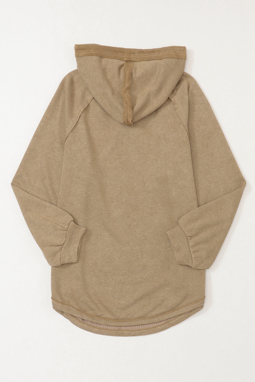 Khaki Waffled Expose Seam Drawstring Hoodie Sweatshirts & Hoodies JT's Designer Fashion