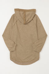 Khaki Waffled Expose Seam Drawstring Hoodie Sweatshirts & Hoodies JT's Designer Fashion