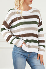 Stripe Crochet Hollow out Knit Sweater Sweaters & Cardigans JT's Designer Fashion