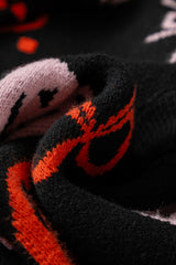 Black Halloween Pumpkin Bow Knit Button V Neck Sweater Cardigan Cardigans JT's Designer Fashion