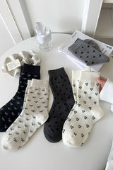 Black Bow Knots Ribbed Edge Crew Socks Socks JT's Designer Fashion