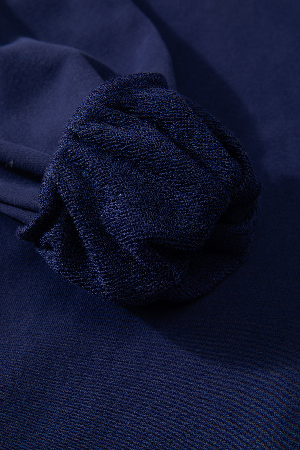 Navy Blue Solid O Neck High Low Hem Pullover Sweatshirt Sweatshirts & Hoodies JT's Designer Fashion