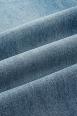 Dusk Blue Multi Buttons Medium Wash Straight Loose Leg Jeans Jeans JT's Designer Fashion