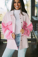Delicacy Two-tone Color Exposed Seam Corduroy Shacket Jackets JT's Designer Fashion