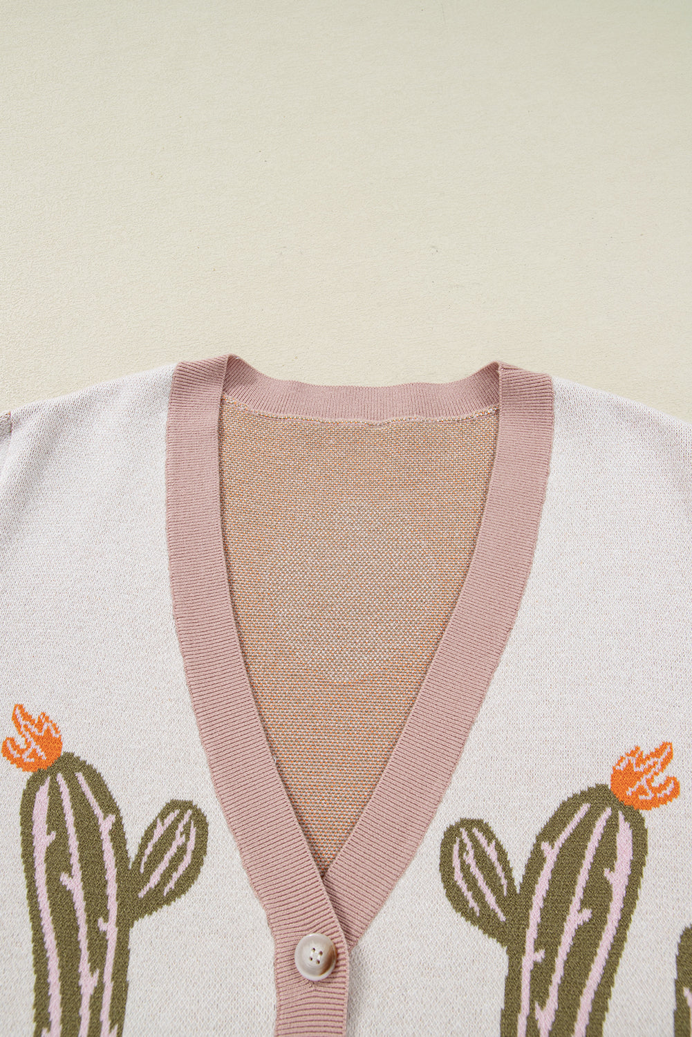 Apricot Western Desert Cactus Print Plus Size Button Cardigan Sweater Plus Size Sweaters & Cardigans JT's Designer Fashion