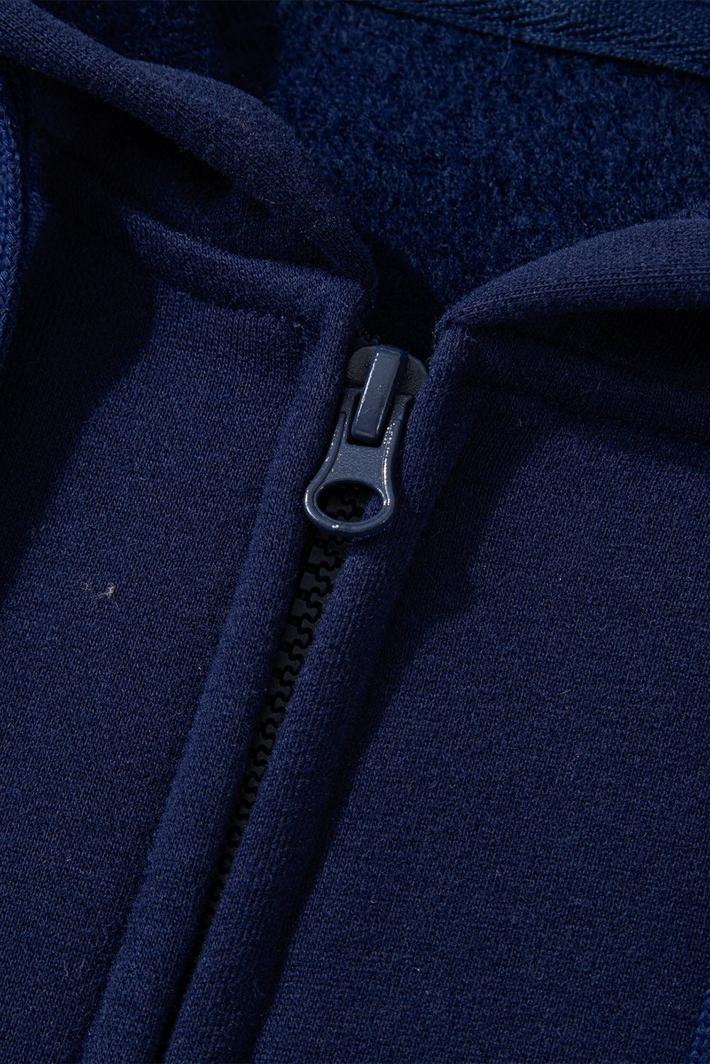 Navy Blue Solid Color Fleece Lined Zip up Hoodie Sweatshirts & Hoodies JT's Designer Fashion