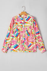 Orange Abstract Printed High Low Oversized Shirt Blouses & Shirts JT's Designer Fashion