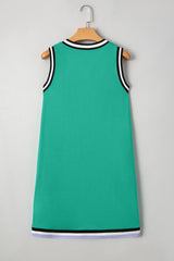 Mint Green Color Contrast Trim V Neck Shift Sleeveless Mini Dress Mini Dresses JT's Designer Fashion