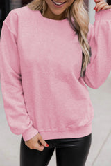 Pink Solid Color Crewneck Pullover Sweatshirt Sweatshirts & Hoodies JT's Designer Fashion